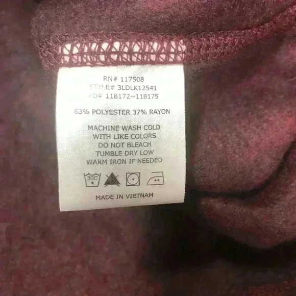 Levi’s Men’s Carbernet Red Heathered Long Sleeve Hoodie Kangaroo Pocket Small - Picture 10 of 12